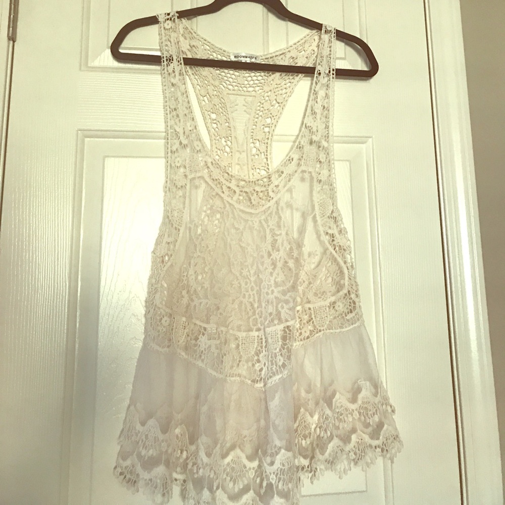 Ivory lace tank